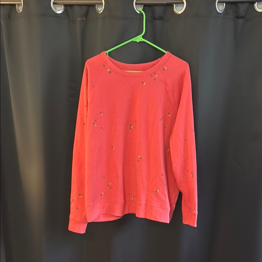 Sonoma Coral Sweatshirt with Flowers